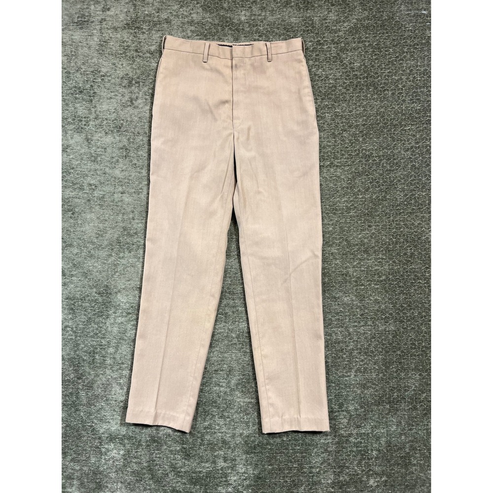 Levi's Sta-Prest Trousers Mens 30 Tan Vintage Straight Leg Talon Zip Smudging